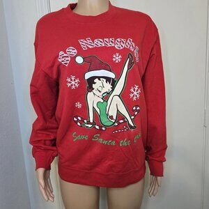 Vintage Y2K Betty Boop Be Naughty Santa Sweatshirt Women's Approx M Christmas